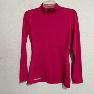 Under Armour Cold Gear Fuchsia Hot Pink Thermal Fitted Mock Neck Top Small